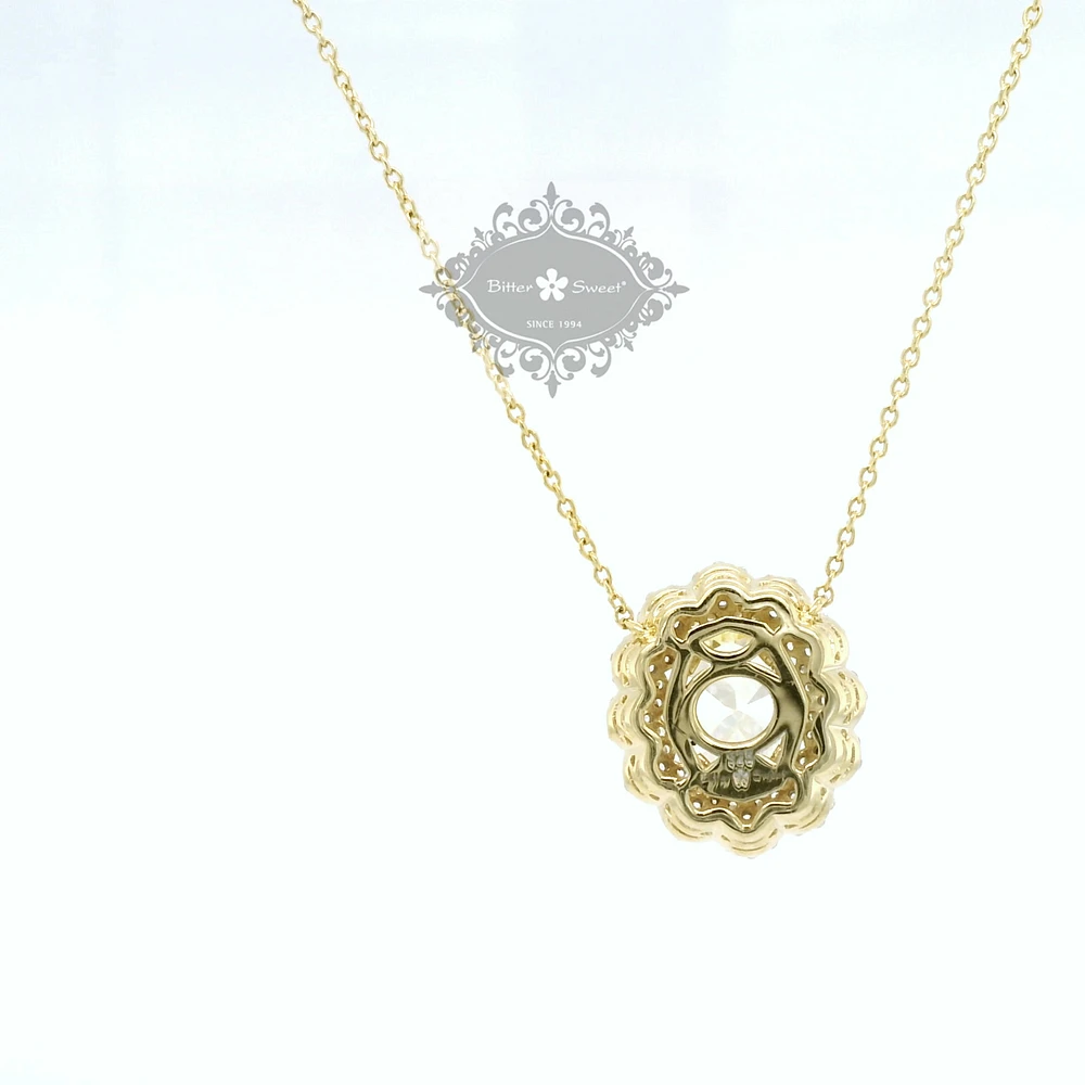 Gold Plated Sterling Silver Yellow Oval Cubic Zirconia Necklace 153385