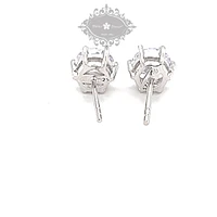 Sterling Silver Cubic Zirconia 8 Hearts 8 Arrows 7mm 6 Claws  Studs 122629