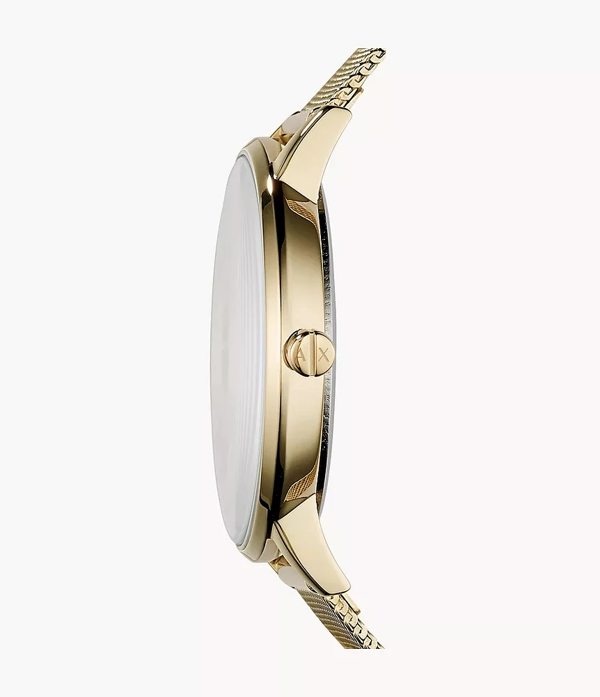 Armani Exchange Three-Hand Gold Mesh Steel Watch 154680