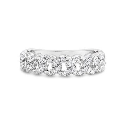 Sterling Silver Cuban Link Cubic Zirconia  Ring 155032