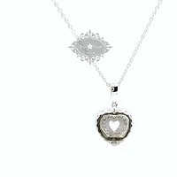 Sterling Silver Pink Heart Cubic Zirconia Necklace 153480