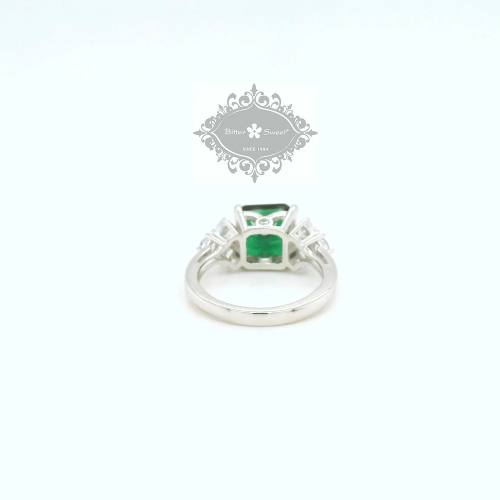 Sterling Silver Emerald Cubic Zirconia Ring 153438