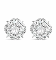 Sterling Silver  Flower  Cubic Zirconia Earrings 155064