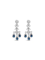 Bridal Silver Tear Drop Sapphire  Cubic Zirconia Necklace +Earrings Set 155007