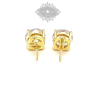 Gold Plated Sterling Silver Cubic Zirconia 8 Hearts 8 Arrows 9mm Studs 143347