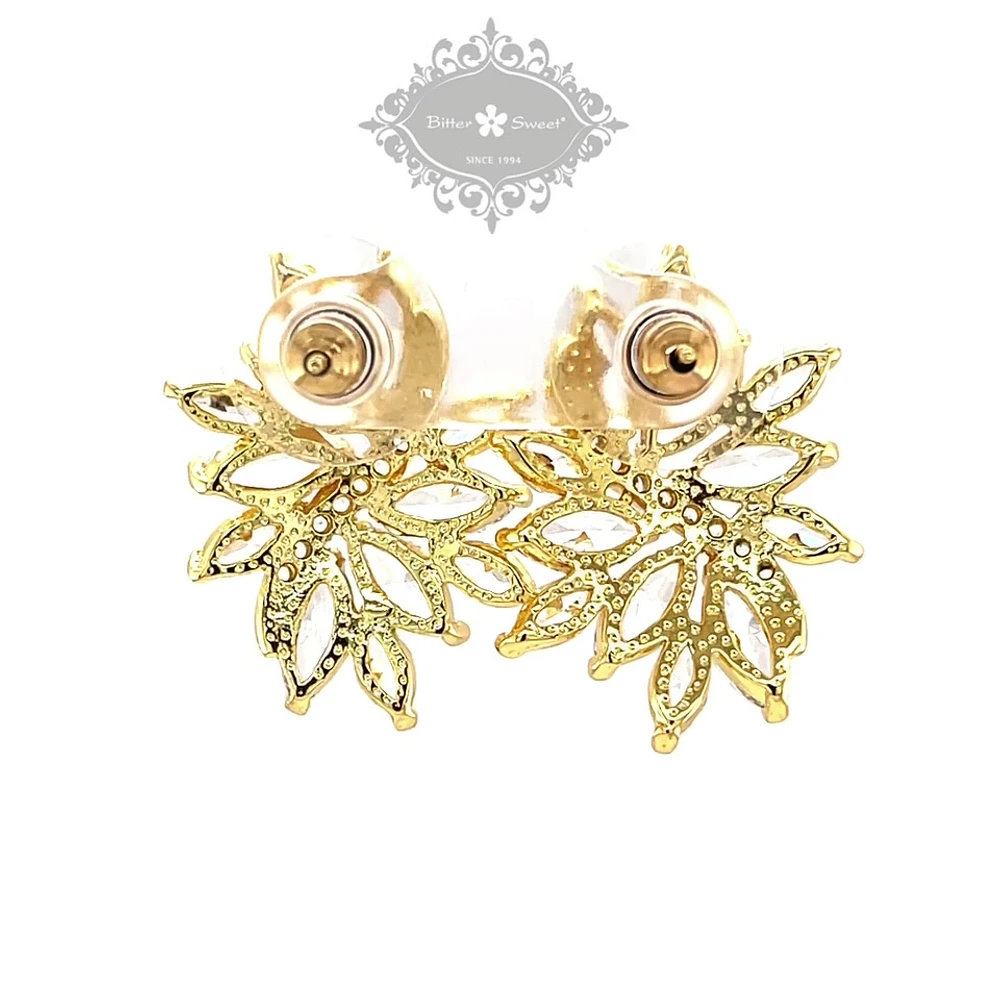 Gold Cubic Zirconia Stud Earrings 142889