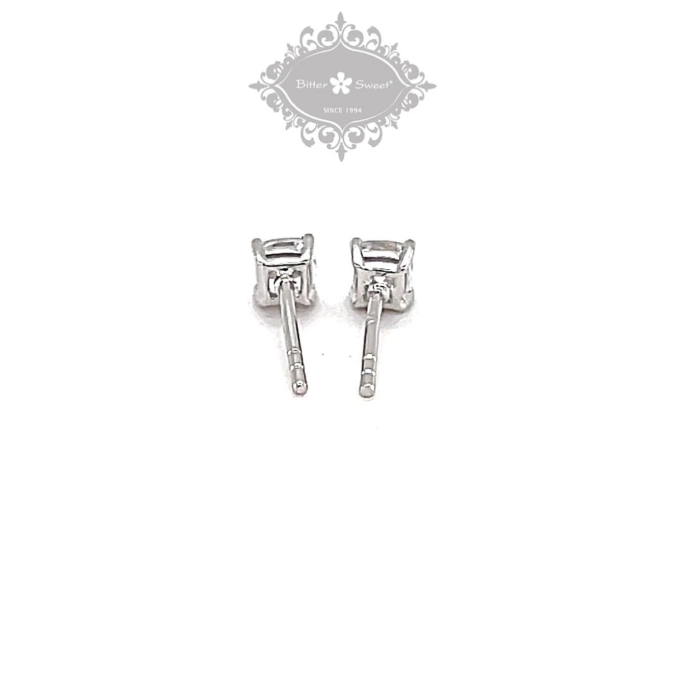 Sterling Silver Cubic Zirconia 4mm Cushion Studs 143349