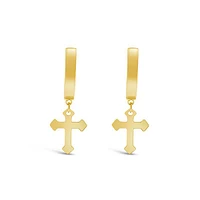 Stainless Steel Gold Cross Huggie Earrings 150108
