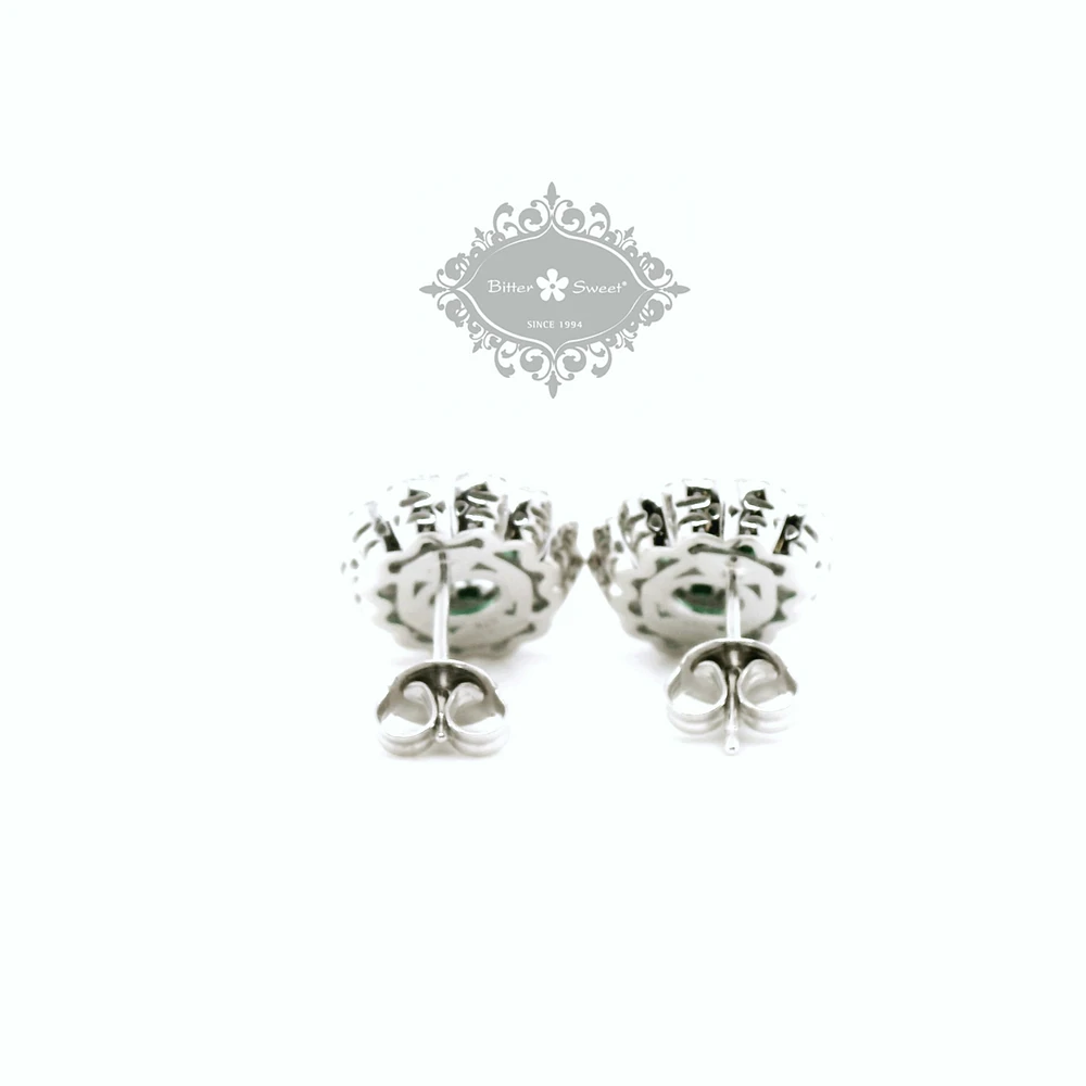 Sterling Silver Emerald Oval Cubic Zirconia Earrings 153387