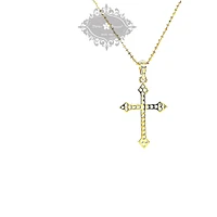 Gold Plated Sterling Silver Cubic Zirconia Cross Necklace
