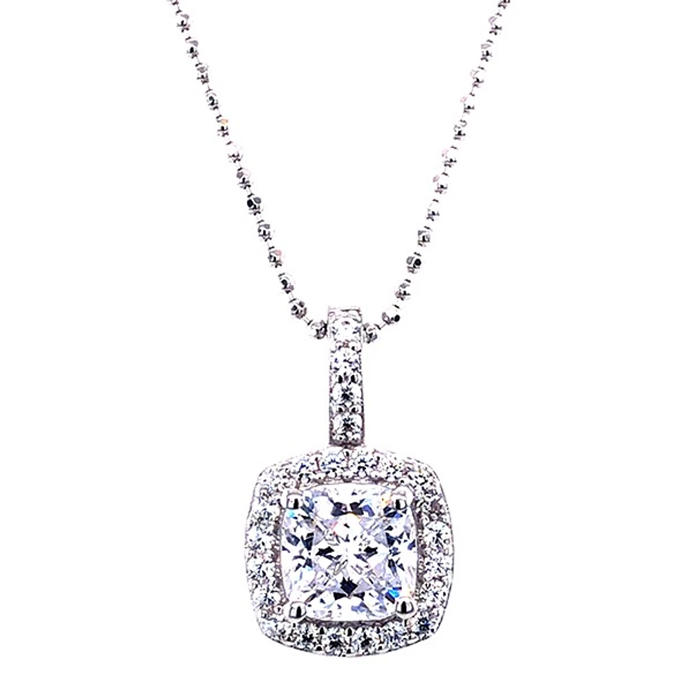 Sterling Silver Cubic Zirconia Square Necklace 139380