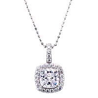 Sterling Silver Cubic Zirconia Square Necklace 139380