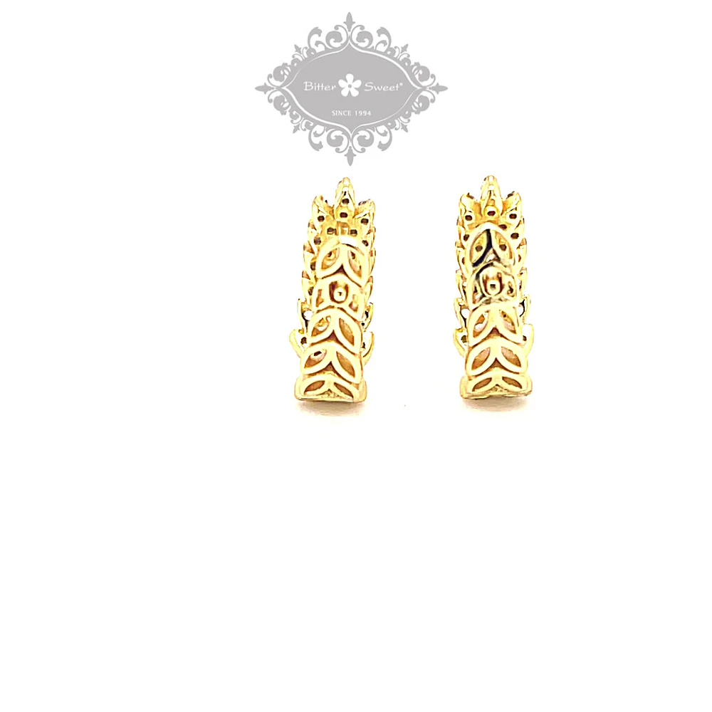 Gold Plated Sterling Silver Cubic Zirconia Huggie Earrings 143292
