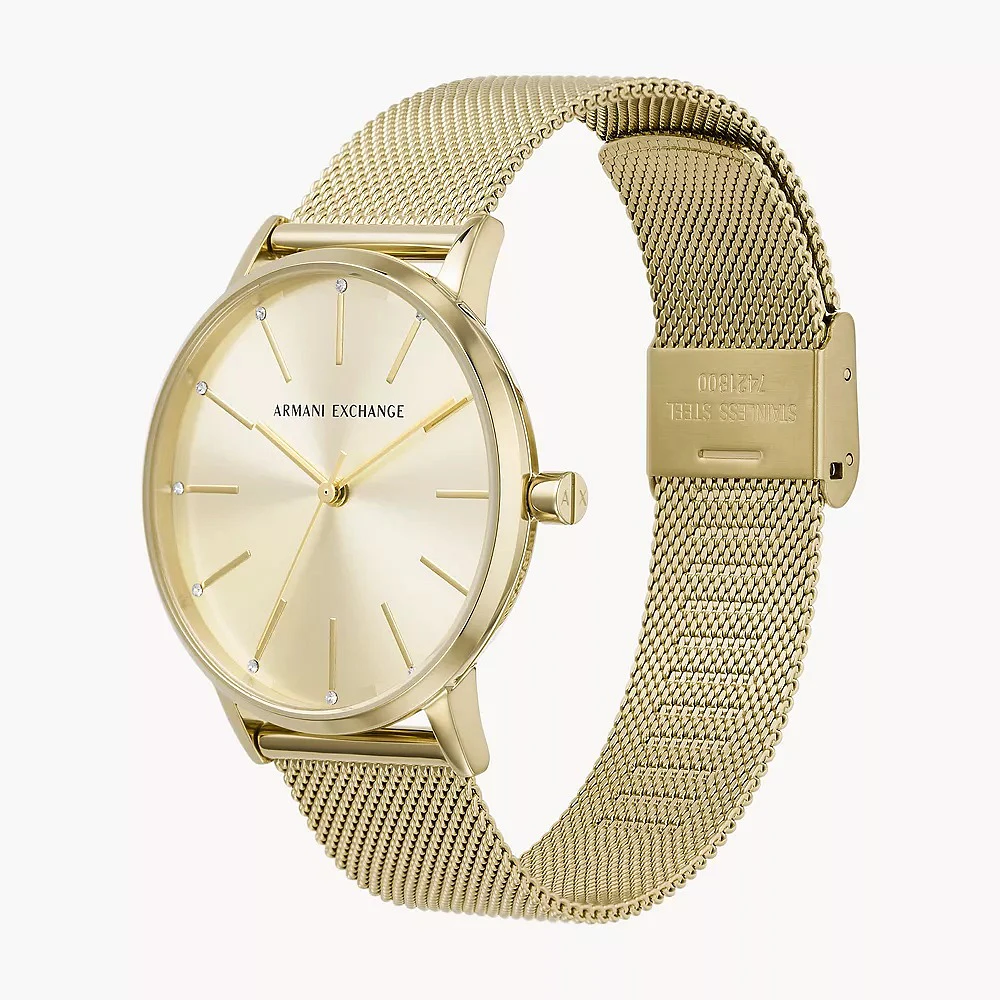 Armani Exchange Three-Hand Gold Mesh Steel Watch 154680