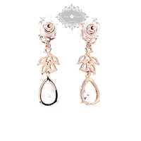 Bridal Rosegold Cubic Zirconia Drop Earrings 145934