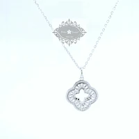 Sterling Silver Clover Bagutte Cubic Zirconia Necklace155056