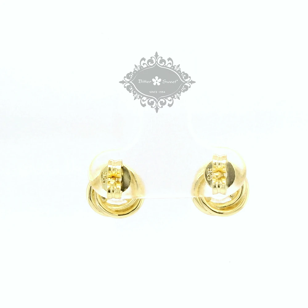 Gold Plated Sterling Silver Twist Cubic Zirconia Earrings 153086