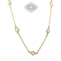 Gold Plated Sterling Silver Cubic Zirconia 4mm Bezel Necklace 143313