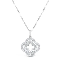 Sterling Silver Clover Bagutte Cubic Zirconia Necklace155056