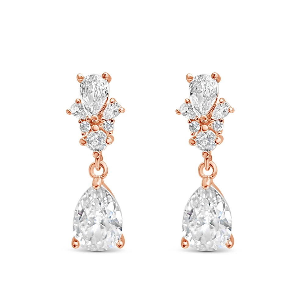 Bridal Rose Gold Cubic Zirconia Earrings 155172