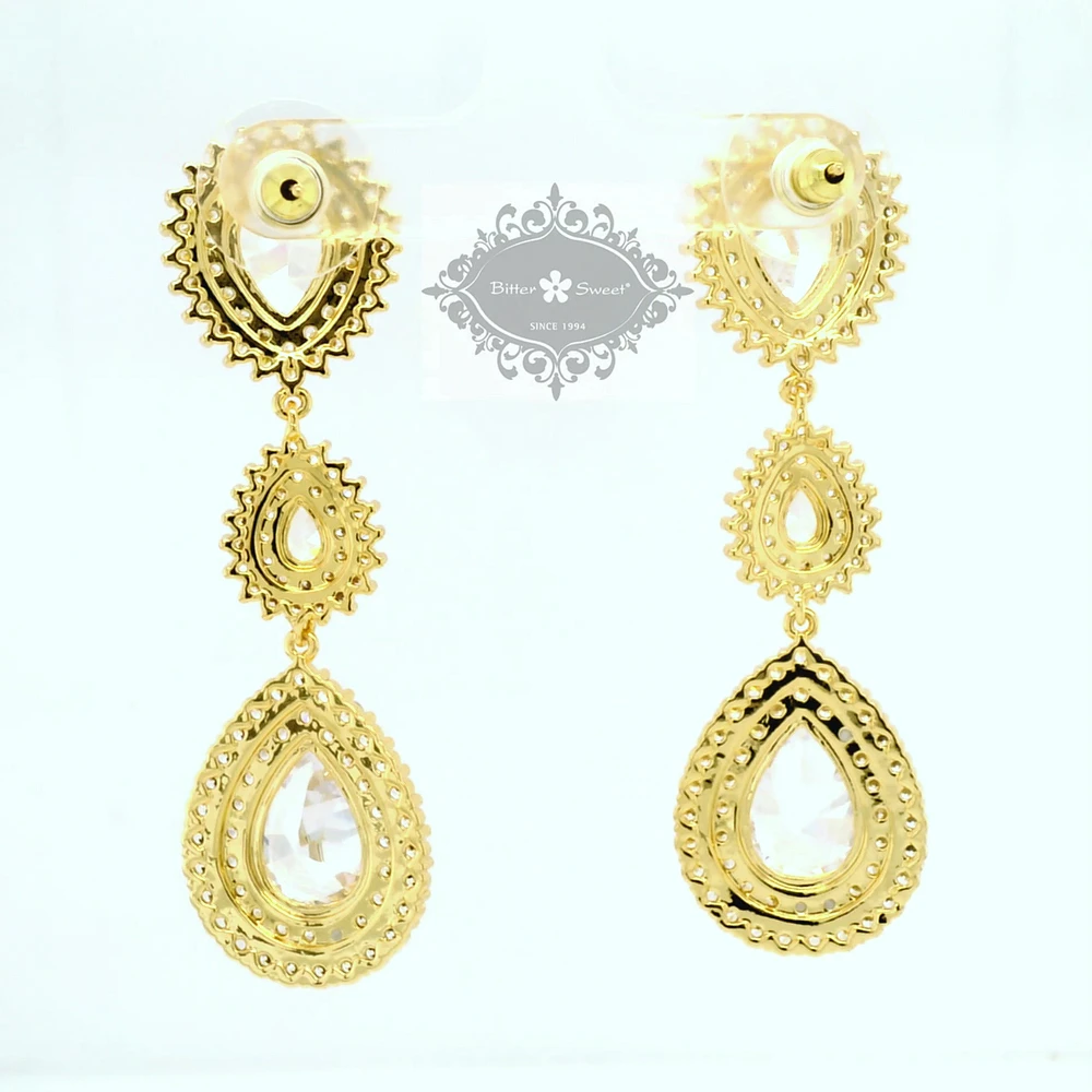 Bridal Silver Cubic Zirconia Tear Drop Earrings