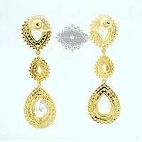 Bridal Silver Cubic Zirconia Tear Drop Earrings