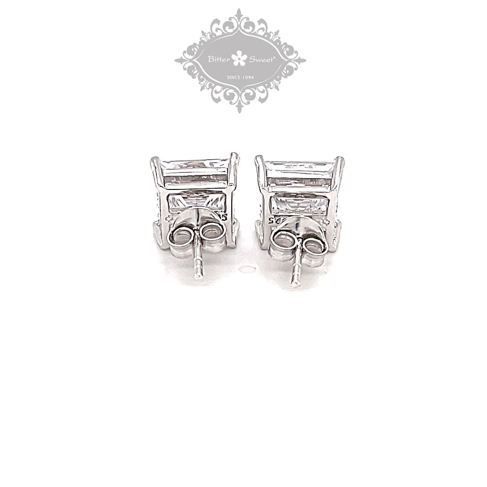 Sterling Silver Cubic Zirconia Princess Cut 7mm Studs 118049