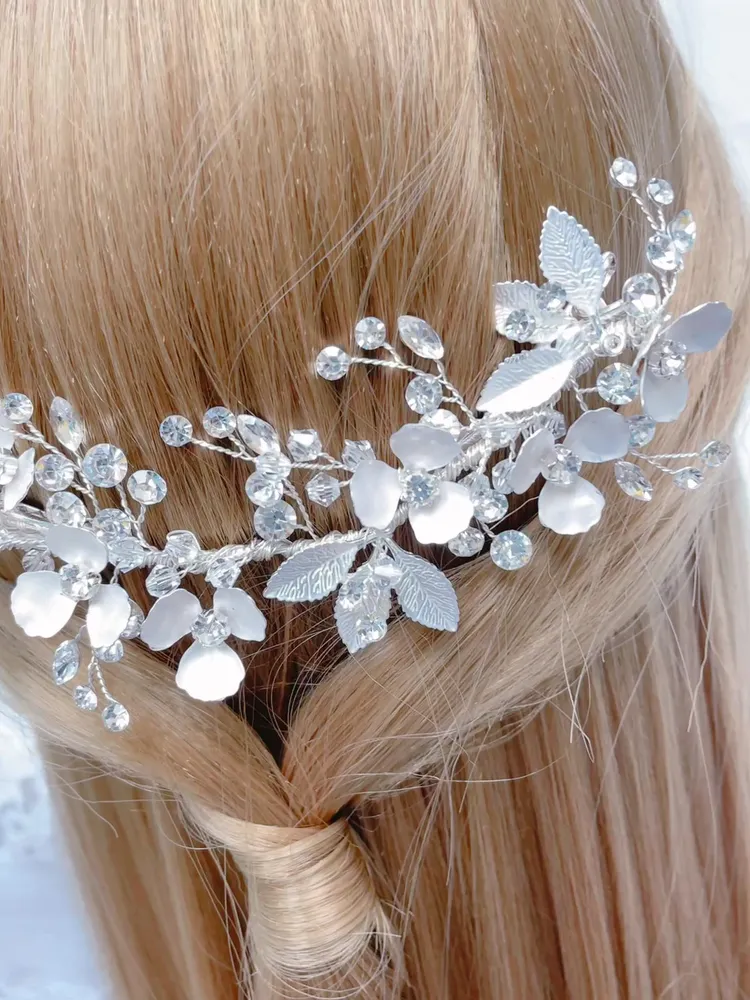 Bridal Flower Wire Silver Hairclip 146381