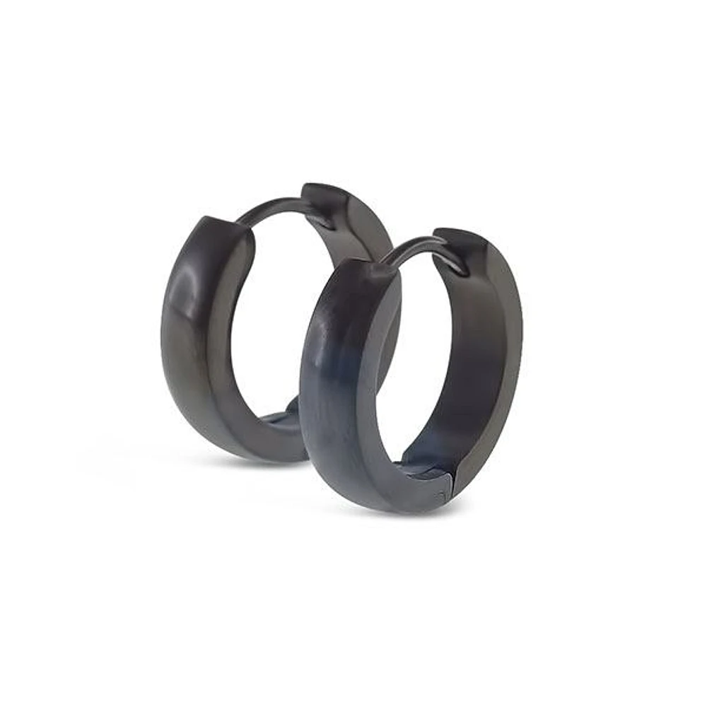 Stainless Steel Black Huggie Earrings 150394