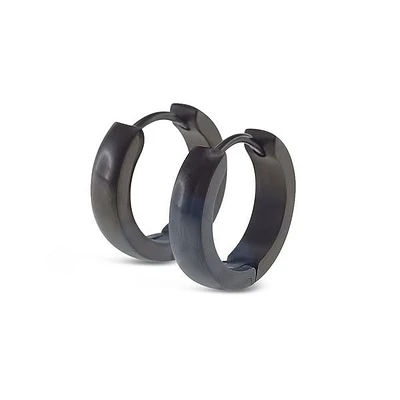 Stainless Steel Black Huggie Earrings 150394
