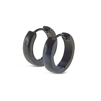 Stainless Steel Black Huggie Earrings 150394
