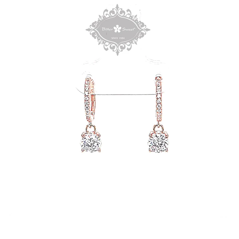 Rosegold Plated Sterling Silver Cubic Zirconia Hoop Earrings 151249