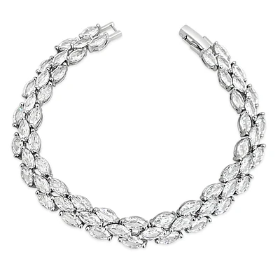 Bridal Silver Cubic Zirconia Marquise Bracelet