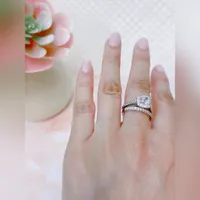Sterling Silver Cubic Zirconia Square Set Ring 145717