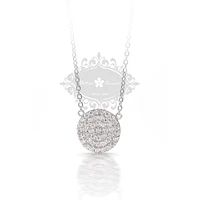 Sterling Silver 12mm Cubic Zirconia Disc Necklace