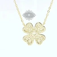 Gold Plated Sterling Silver Flower Cubic Zirconia Necklace