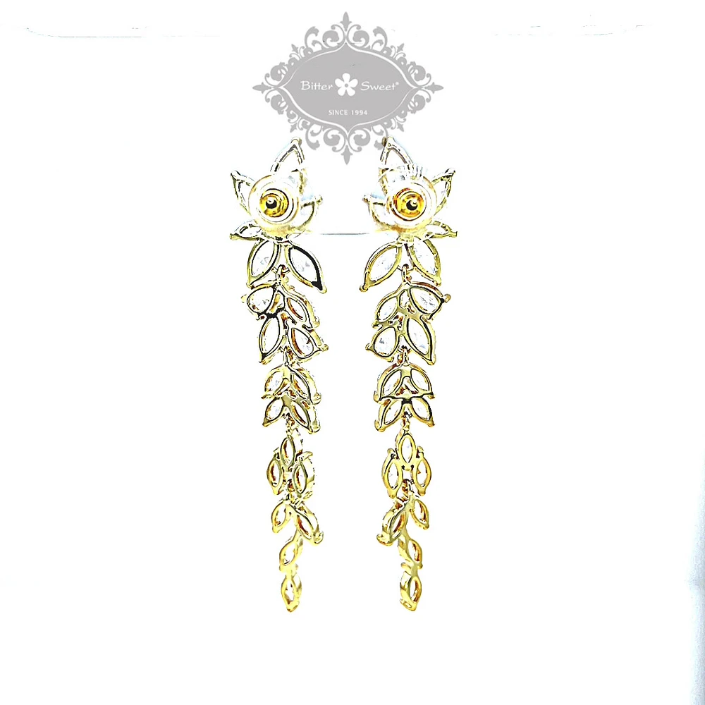 Bridal Gold Cubic Zirconia Drop Earrings