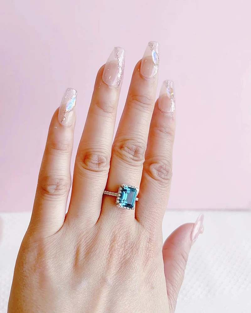 Sterling Silver Blue Cubic Zirconia Ring 151560