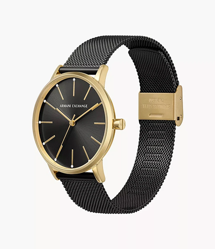 Armani Exchange Three-Hand Black Mesh Steel Watch 154679