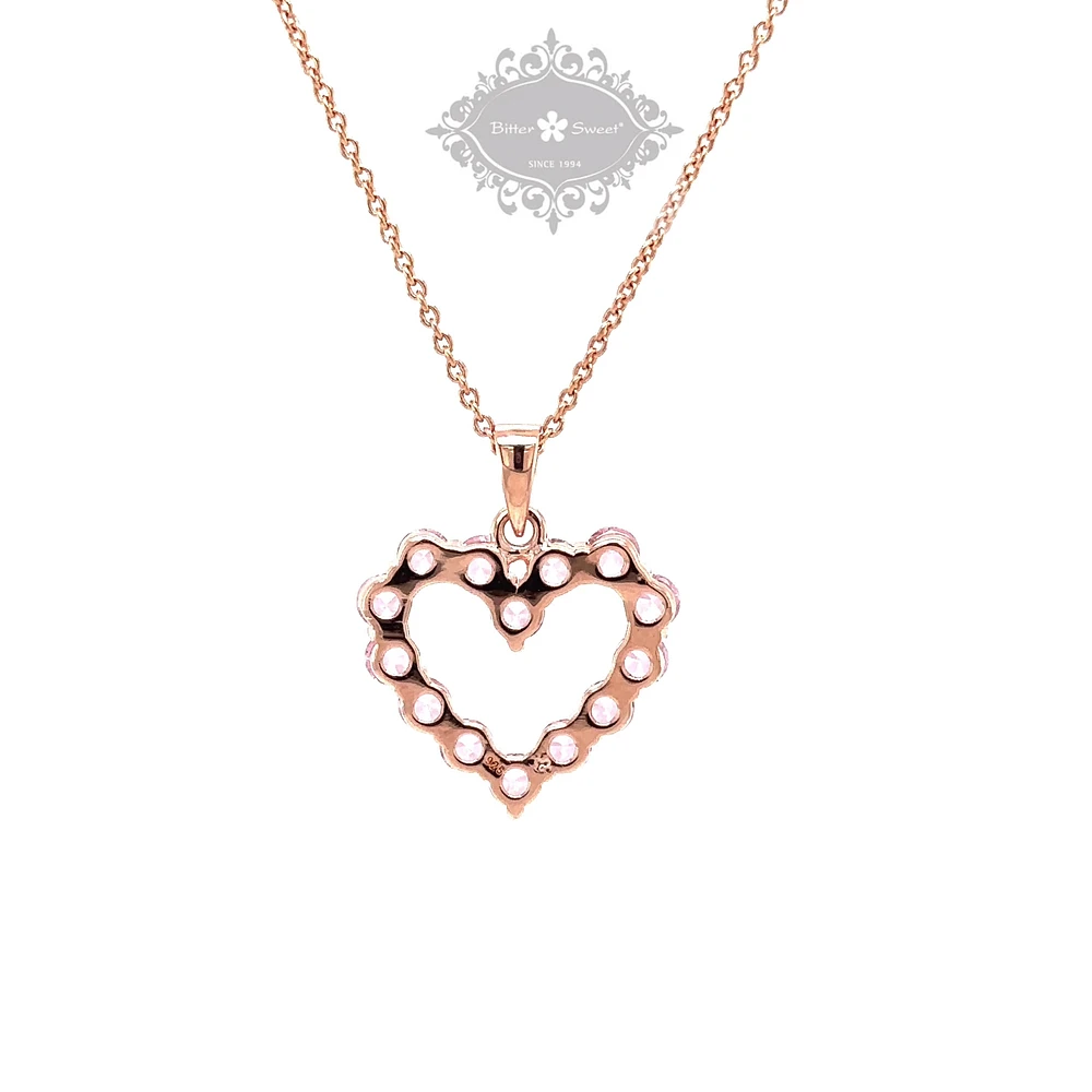 Rosegold Plated Sterling Silver Cubic Zirconia Heart Necklace 148593