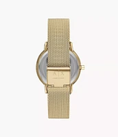 Armani Exchange Three-Hand Gold Mesh Steel Watch 154680