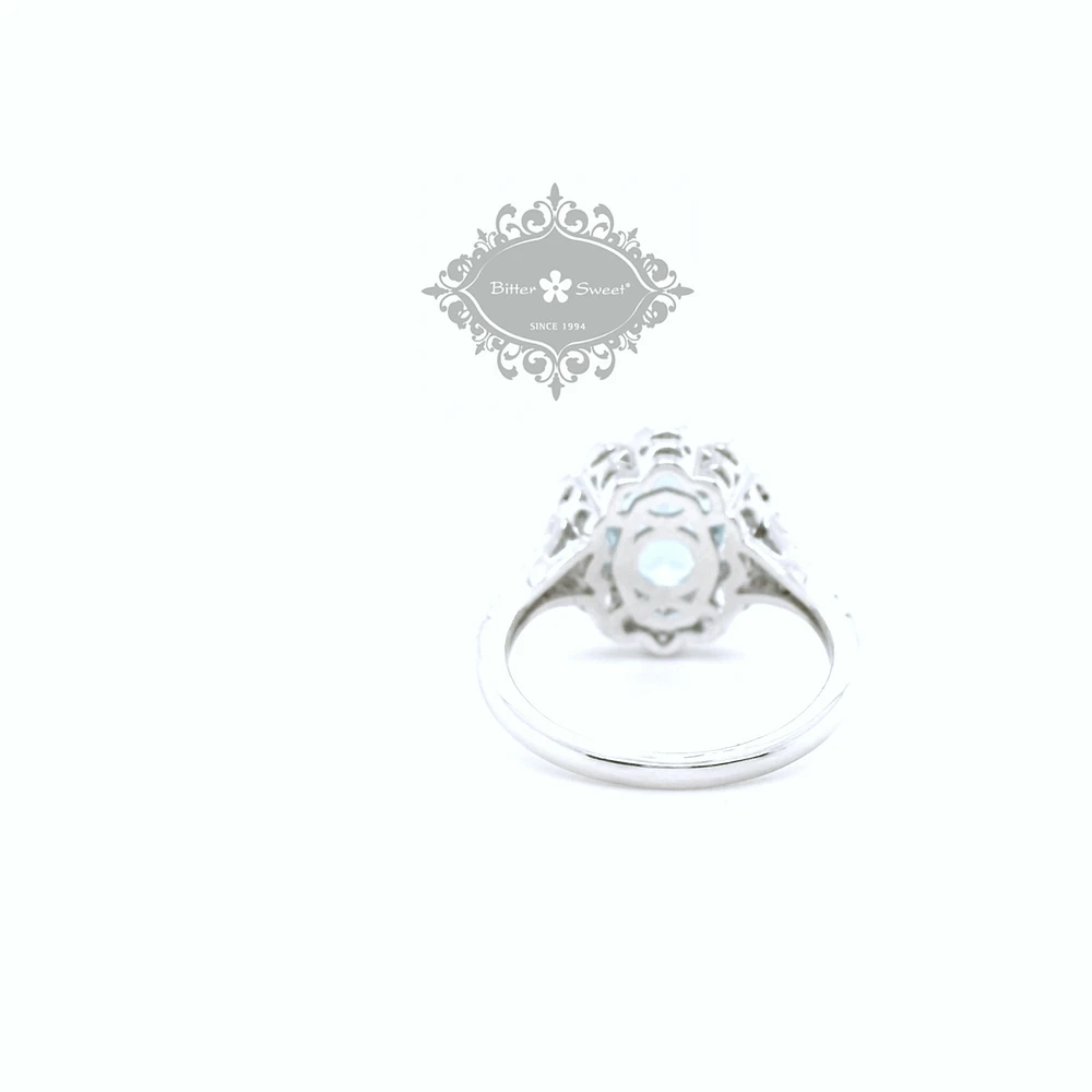 Sterling Silver Mint Oval Cubic Zirconia Ring 153391