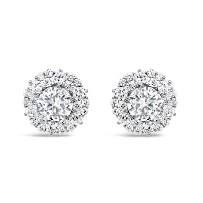 Sterling Silver  Round Cubic Zirconia Earrings 155045