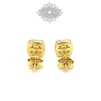 Gold Plated Sterling Silver Square Cubic Zirconia Earrings 144330