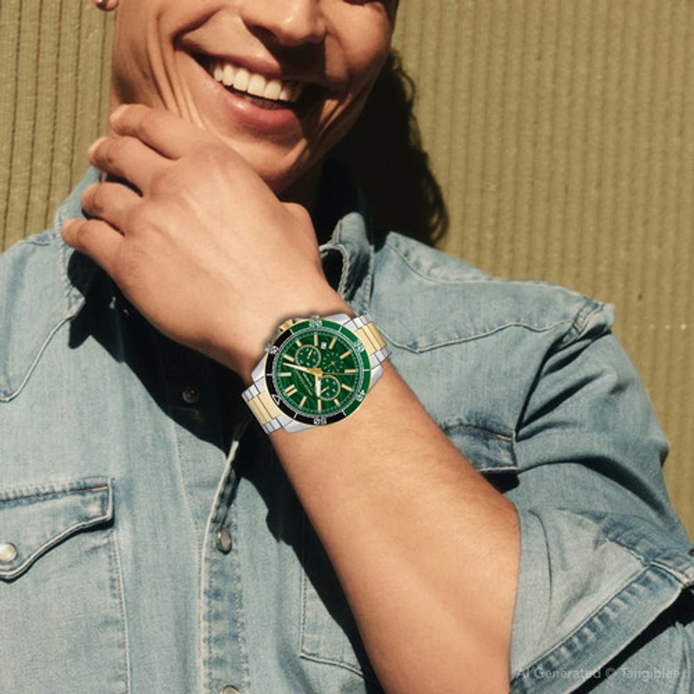 Armani Exchange Two-Tone Chronograph Watch Green Dial AX1966 154689