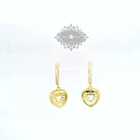 Gold Plated Sterling Silver Heart Cubic Zirconia Hoop Earrings 153220