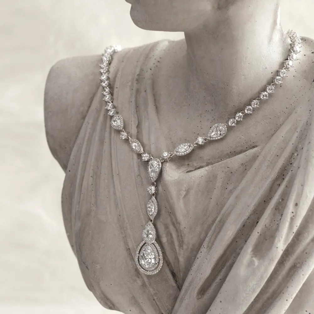 Bridal Silver Cubic Zirconia Necklace 125962