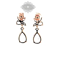 Rose Gold Cubic Zirconia Tear Drop Earrings 137417