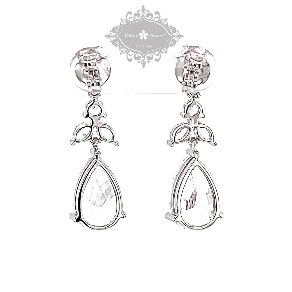 Sterling Silver Cubic Zirconia Tear Drop Earrings