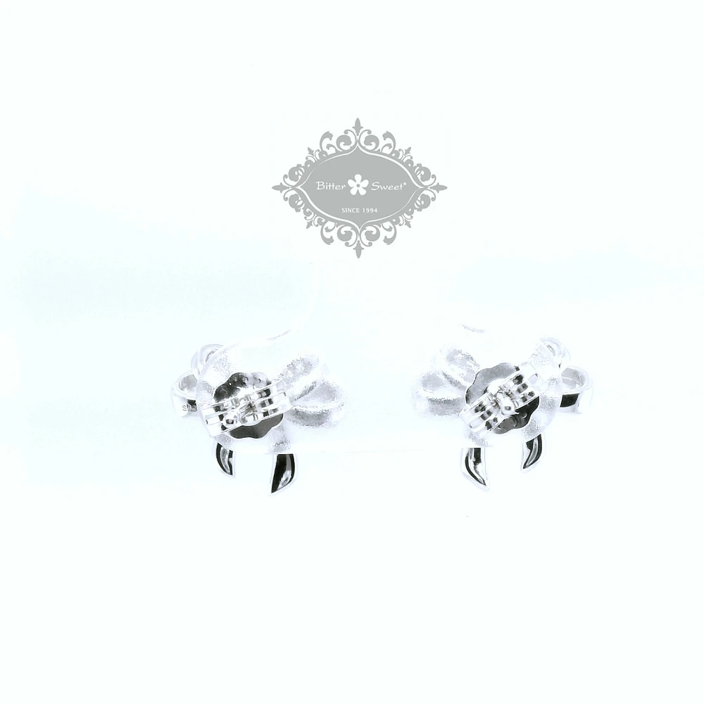 Sterling Silver Bow Cubic Zirconia Earrings 153081